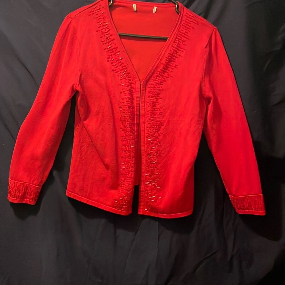 Red beaded sweater